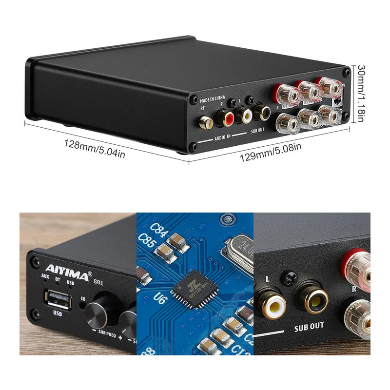 AIYIMA B01 Bluetooth 5.0 Subwoofer Digital Power Amplifier 50Wx2+100W TPA3116 Stereo 2.1 Sound Speaker Amplifier Audio USB Amp