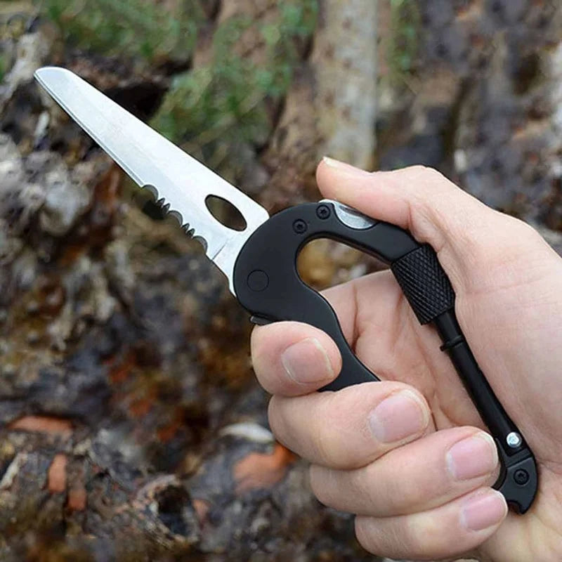 Multifunctional Self Defense Tools Climbing Carabiner Security Hook Gear Buckle Outdoor Safety Defensa Personal Tactical Knife