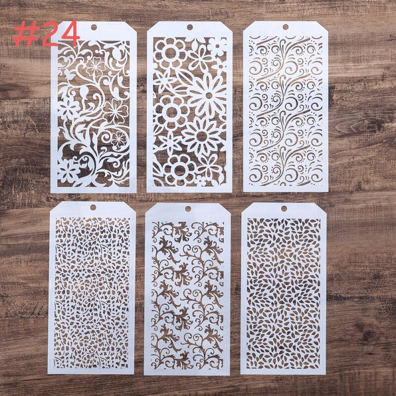 6 PCS 12*24 cm Seamless Stencil for Scrapbooking Painting album Paper Card Making Craft Decorative Embossing Template
