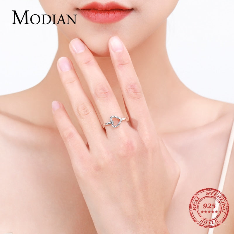 Modian Real 925 Sterling Silver Calssic Vintage Heart Finger Rings Simple Collocation Fine Jewlery For Women Exquisite Gift