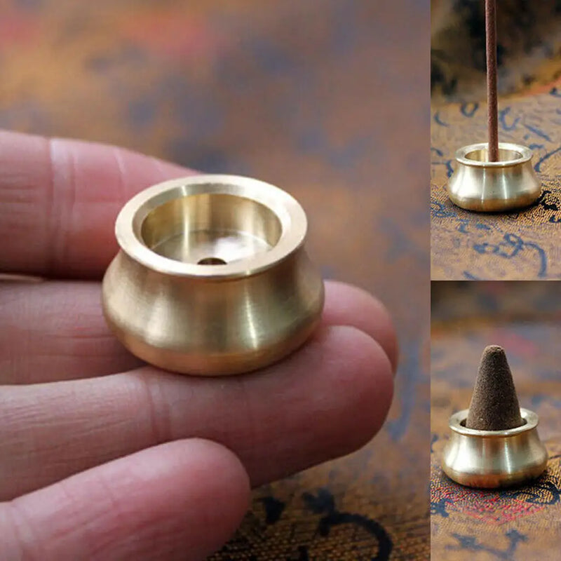 Brass Incense Cone Burner Plate Bowl Stick Censer Holder for Home Fragrances Yoga Spa Aromatherapy Desktop Censer Decoration