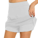 Flarixa Mode Falsche zweiteilige Hakama Rockhose Freizeit Sport Einfarbig A-Linien-Rock Hohe Taille Schmal Tasche Minirock Damen