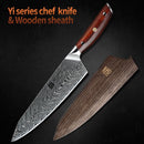 XINZUO 8.5 ''Inch Chef Knives Damascus Steel Japanese Kitchen Knives Damascus VG10 Stainless Steel Knives with Rose Wood Handle