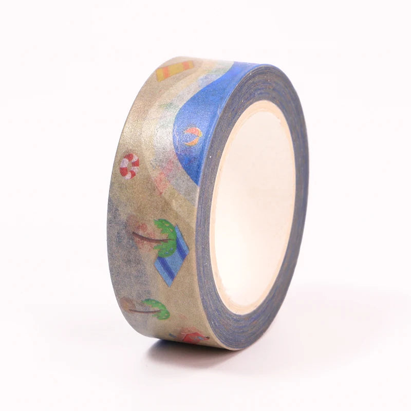New 1PC 15mm*10m Seaside Resort Holiday Decorative Washi Tape Scrapbooking Masking Tape Office Supply designer mask washi tape