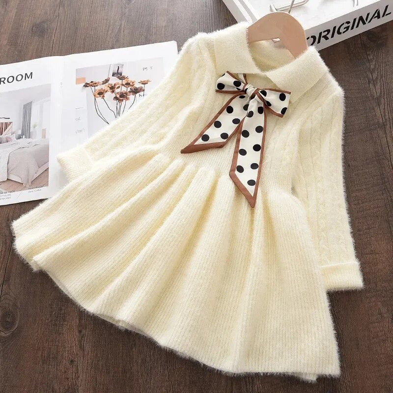 Melario Baby Girl Knitted Sweater Dress Autumn Winter Thick Warm Sweater Dress Christmas Girl Sweater Dress Girl Knitted Dress