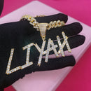 Personalisierte Namenskette mit 9MM Zirkonia Cuban Chain für Damen und Herren, scharfer Bubble-Letter-Anhänger, Hip Hop Schmuck