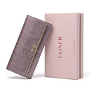 FOXER Women Split Leather Long Wallet Best Gift Female Clutch Bag Credit Card Holder Lady Luxury Coin Purse Fashion Evening Bags