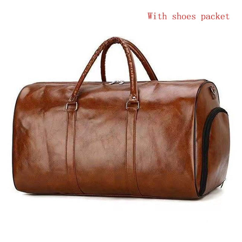 High Capacity Travel Bag Luggage Unisex Leisure Fitness Weekend Bag Business Suitcase Soft Leather Travel Duffels Shoulder Bags