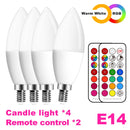 E14 LED Bulb Candle Color Indoor Neon Sign Light Bulb RGB Tape With Controller Lighting 220V E12 Dimmable Smart Lamp For Home