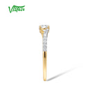 VISTOSO Goldringe für Damen, echter 9K 375 Gelbgoldring, funkelnde weiße Zirkonia-Versprechensringe, Jahrestags-Feinschmuck