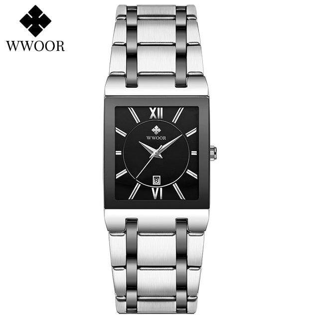 WWOOR Ladies Watch Top Brand Japanese Quartz Watches Square Black Gold Watch Stainless Steel Waterproof Fashion Women Wristwatch