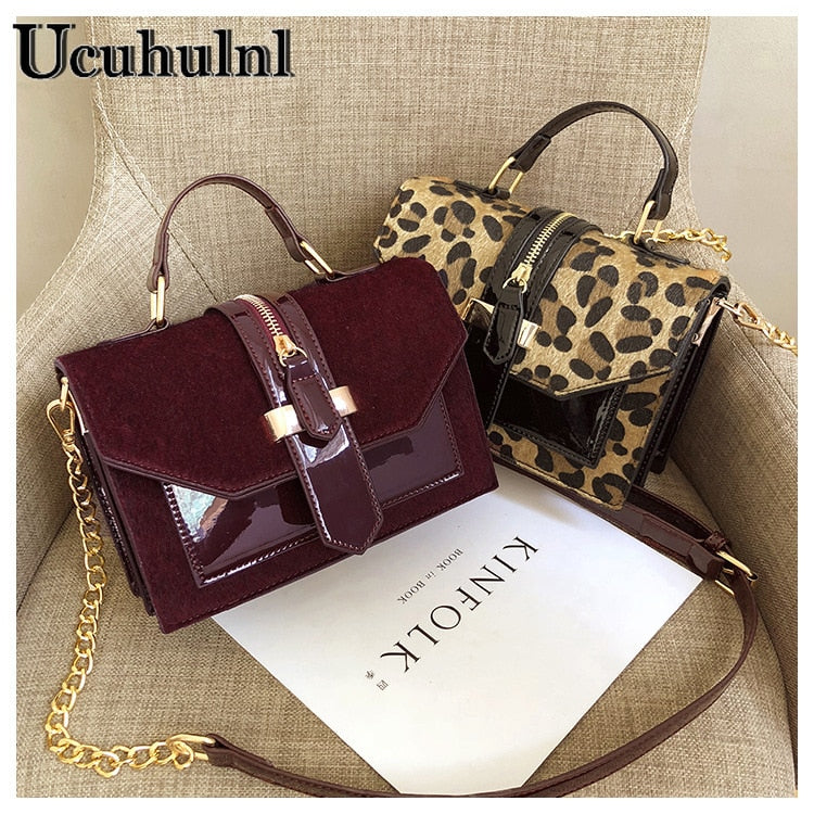 Leopard Print Small Flap Bags Women Bag Over Shoulder Luxury Handbags Women Bags Designer Lady Leather Plush Messenger Bag