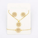 Hot Sale 26 Letters Jewelry Sets Necklace+Earrings+Bracelet For Women Initial Alphabet Charm Copper Zircon Party Wedding Gift