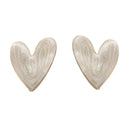 Einfache Temperament Metall Emaille Love Heart Clip-Ohrringe Frauen Trendy Lady Retro Weiße Große Herzförmige Clip-Ohrringe Ohne Piercing