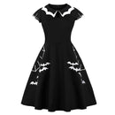 The Vespertine | Bat-Embroidered Vintage A-Line Party Dress