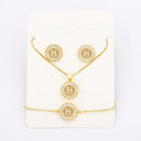 Hot Sale 26 Letters Jewelry Sets Necklace+Earrings+Bracelet For Women Initial Alphabet Charm Copper Zircon Party Wedding Gift