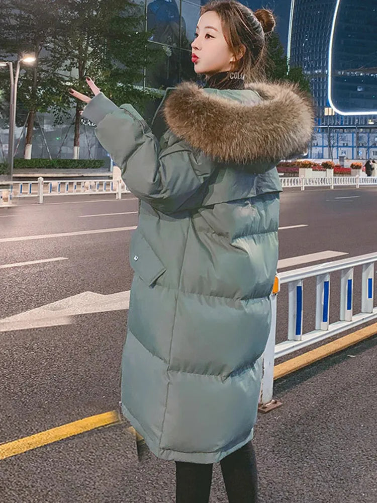 Large Fur Collar Women Winter Coat 2020 New Loose Outwear Jackets Oversized Waterproof Thick Warm Female Parkas Snow Wear