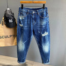 New High Quality Fashion Streetwear Men Jeans Motorcycle Hip Hop Ripped Hole Slim Retro Comfortable Male Denim Pants
