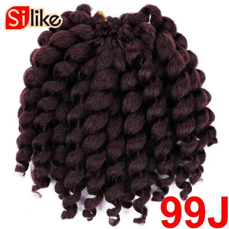 Silike 8inch Synthetic Ombre Jumpy Wand Curl Crochet Braids 22 Roots Jamaican Bounce Curl Crochet Hair Extension for Black Women