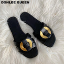 2020 Summer Slippers Women Brand Slide Flat Casual Sandal Female Beach Flip Flops Metal Buckle Slipper Big Size 41 zapatos mujer