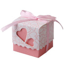 50Pcs Love Heart Candy Boxes With Ribbon Favors Gifts Box Christening Baby Shower Wedding Souvenirs Gifts for Guest Party Supply