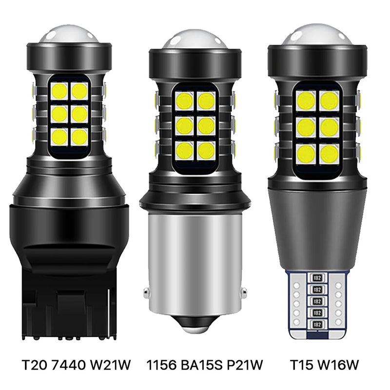 2Pcs 1156 BA15S P21W LED T15 W16W 7440 W21W T20 3030 LED Bulb Auto Signal Lamp Brake Reverse Car Light White Car Accessories T10