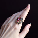 DreamCarnival 1989 Stunning CZ Ring for Women Engagement Party Vintage Flower Eye Catching Fuchsia Zircon Jewelry LOL WA11688FU