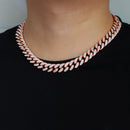 D&Z Hip Hop 13mm Rose Gold Cuban Link Chain For Men Iced Out Bling Rhinestone Chaine Homme Fashion Jewelry Wholesale