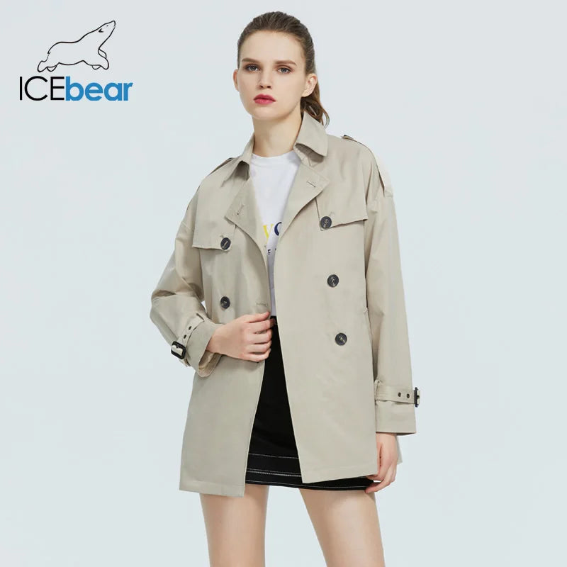 ICEbear 2022 Women's fall windbreaker stylish casual female lapel trench coat quality brand women clothing GWF20027D