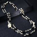 Luxury brand design number 5 long pearl necklace camellia double layer sweater chain necklace woman party jewelry