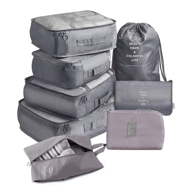 8Pcs/set Large Capacity Luggage Storage Bags For Packing Cube Clothes Underwear Cosmetic Travel Organizer Bag Toiletries Pouch