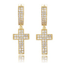 TOPGRILLZ Zirkonia Bling Iced Kreuz Ohrring Gold Silber Farbe Kupfer Material Ohrringe für Herren Damen Hip Hop Rock Schmuck