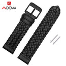 20mm 22mm 24mm Braided Genuine Leather Strap Quick Release Men Women Replacement Bracelet Belt Wrist Band for Smart Watch Brown