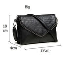NIGEDU Lässige Umhängetasche Damen Messenger Bag Schwarz PU-Leder Damen Schultertasche Kette Damen Umschlag-Clutch