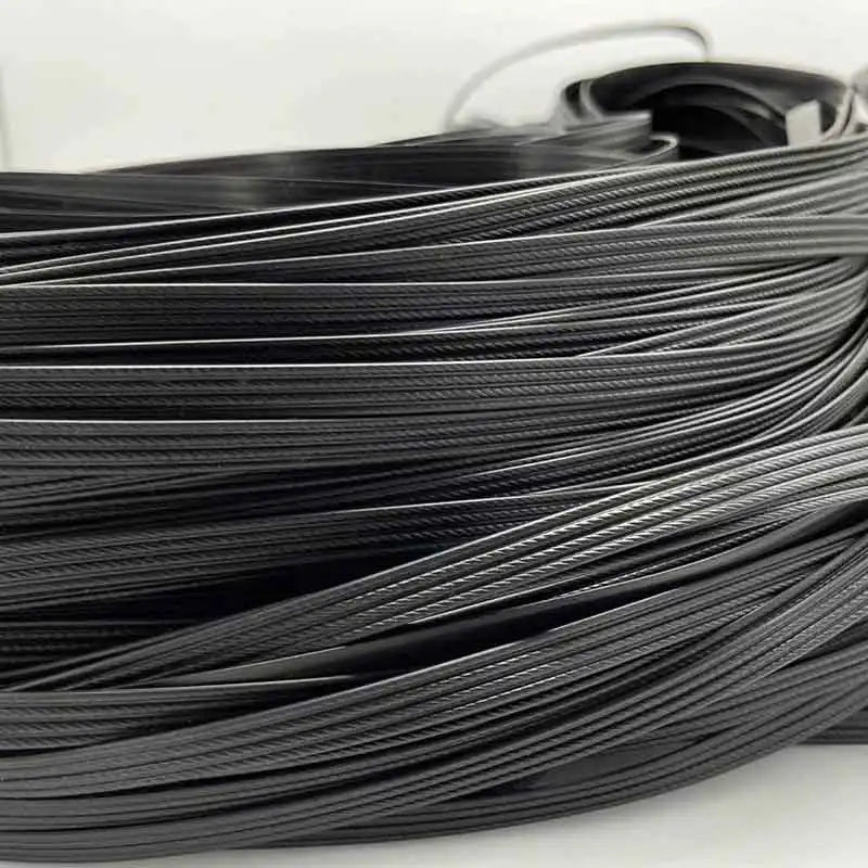 500G70M Black four-wire flat synthetic rattan woven material, used to weave and repair plastic rattan for chairs, tables, hammoc