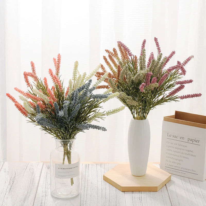 Artificial Beautiful Lavender Flowers Foam Wheat Crafts Fake Flower Wedding Home Artificial Plants Bouquet Christmas Decoration