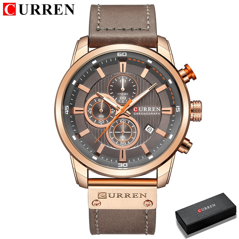 New Watches Men Luxury Brand CURREN Chronograph Men Sport Watches High Quality Leather Strap Quartz Wristwatch Relogio Masculino