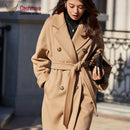 Winter Long Wool Coat Women 2023 Autumn Camel Classic Double Breasted Wool Coat Black Warm Thick Coat Women Red Large Size Coat
