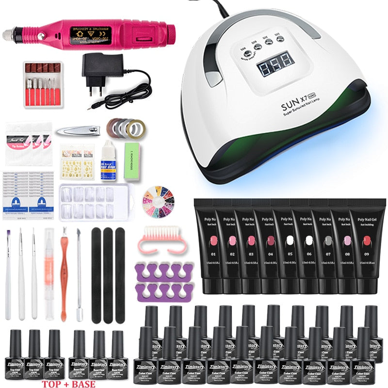 Nail Set 114W/54W UV LED Nail Lamp Dryer 20000RPM Machine Polish Nail Drill And Nail Extension Crystal Paste Nail Art Kit