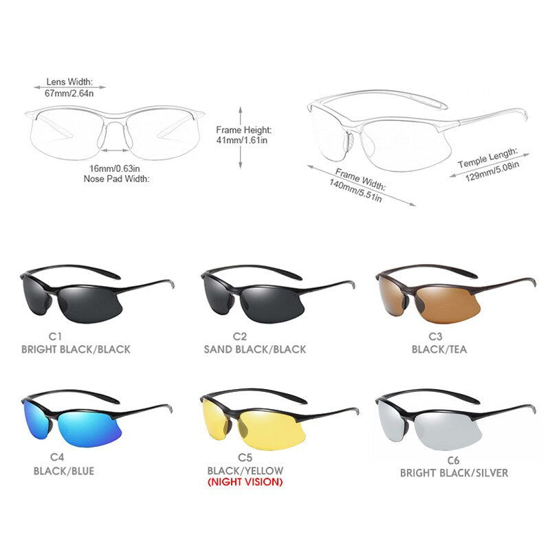 FUQIAN Brand New Sports Polarized Sunglasses Men Women Vintage Reimless Glasses TR90 Light Weight Driving Eyewear UV400