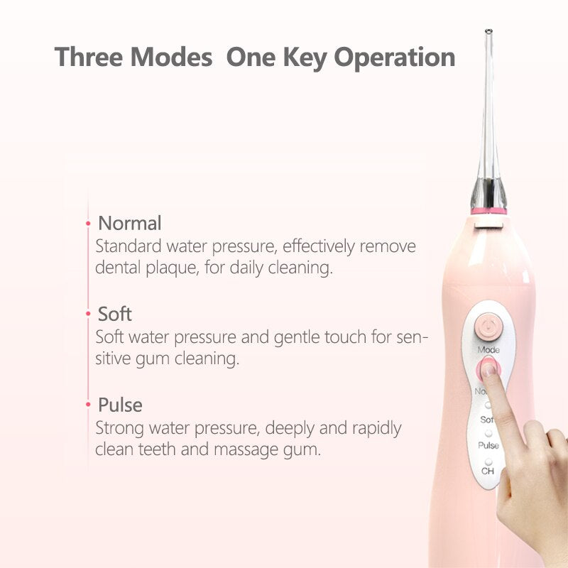 Electric Oral Irrigator Dental Water Flosser 3 Mode USB Rechargeable Family Travel Use Waterproof Water Jet Floss Teeth Cleaner