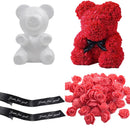 Bear-Shaped Modeling White 3D Polystyrene Foam Bear Mini PE Foam Rose Flower for DIY Crafts Gifts Valentine's Day Party Supplies