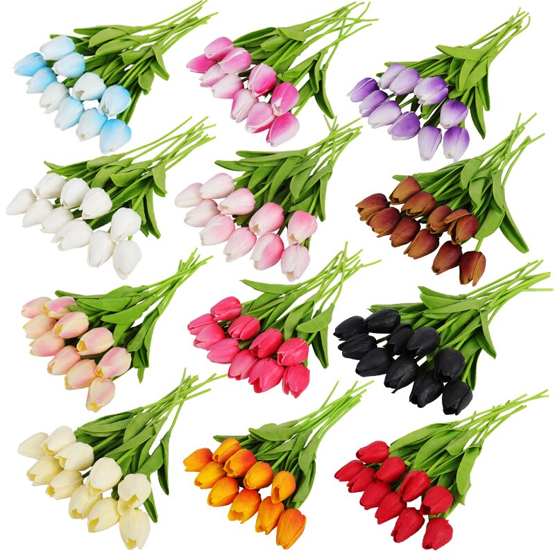 10/20pcs Tulips Artificial Flower PU Real Touch Fake Flower Tulip Bouquet Wedding Decoration Flowers Home Decor Garden Tulips