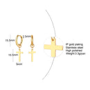 Dainty Minimalist Gold Color Dangling Cross Shaped Charm Huggie Pierced Hoop Earrings For Guy Men Women Jewelry