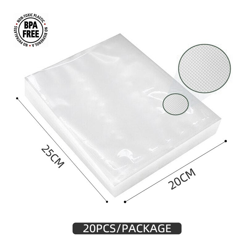 ROSPEC BPA Free Vacuum Sealing Bags Kitchen Dry Wet Food Vacuum Storage Bags Fruit Vaccum Sealer Packer Fresh-Keeping Bags 20*25