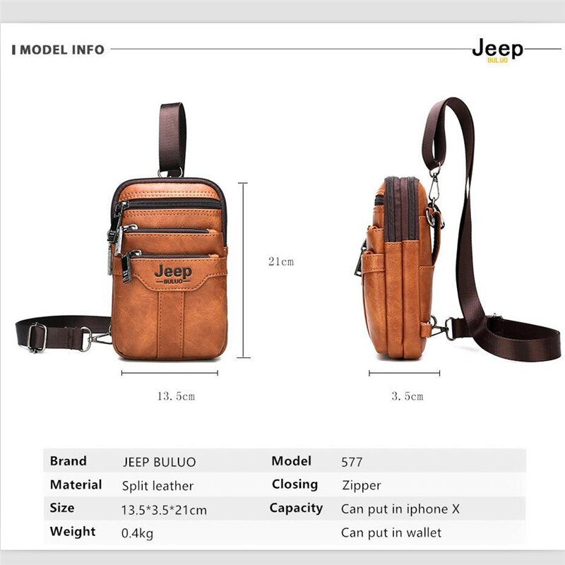 JEEP BULUO Men Shoulder Messenger Bags Small Multi-function Sling Chest Bag Legs Waist Bag For Man New Fashion Casual Crossbody