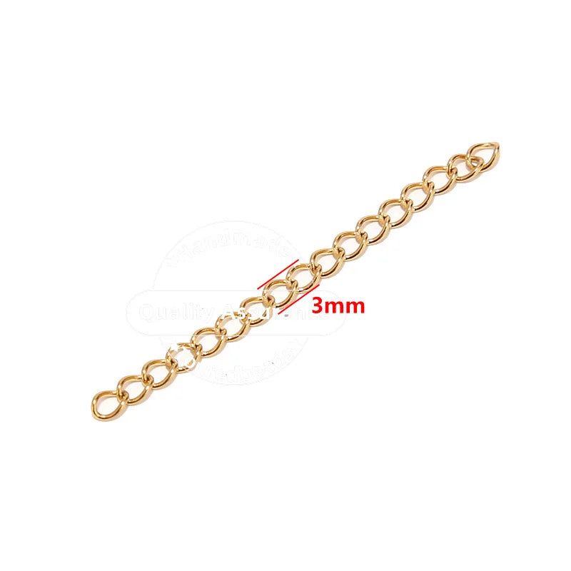 50pcs Stainless Steel 5cm Welded Extension Chain Gold Necklace Extender Tail Chains for DIY Jewelry Making