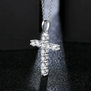 Attagems Handmade Cross Pendant Moissanite Solid Sterling 925 Silver Necklace For Women Luxury Jewelry for Engagement Christmas