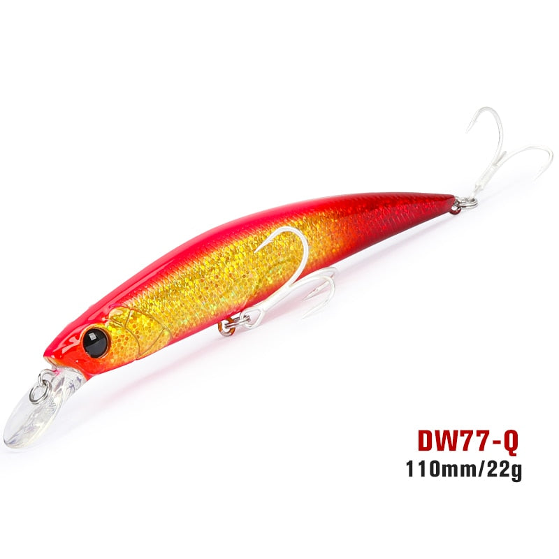 TSURINOYA 110S Long Casting Sinking Minnow Saltwater Fishing Lure DW77 110mm 22g Large Trout Pike River Lake Hard Baits Jerkbait