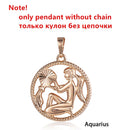 Zodiac Sign 12 Constellation Pendant Necklace 585 Rose Gold Color Horoscope Necklace Mens Chain Gift Fashion Jewelry GPM21